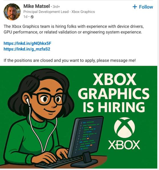 微软Xbox这波操作有点迷：招人广告图，显示器长在背板上？